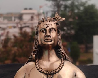 Shiva Bust - 4 inches brass Shiva, Adi yogi Shiva statue for House, car , office  , Bholenath Moorti, Yogi Shiva a God of gods