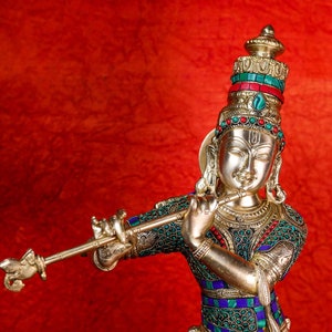 Krishna Statue - Lord Standing  Flute Krishna Statue God of Love krishna with Brass 23&quot; inch Idols for Temple and Home decor