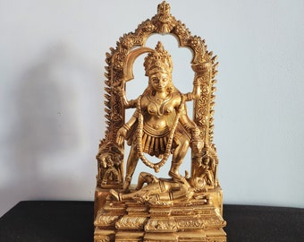 Estatua de Kali de latón: Ídolo Mahakali de 11" para Temple Pooja
