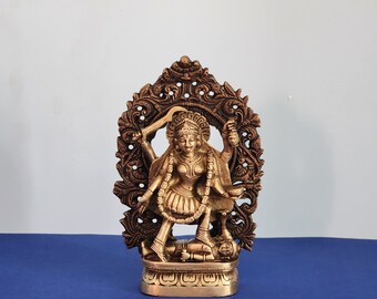 8" Brass Kali Statue: Hindu Goddess Kalika Idol
