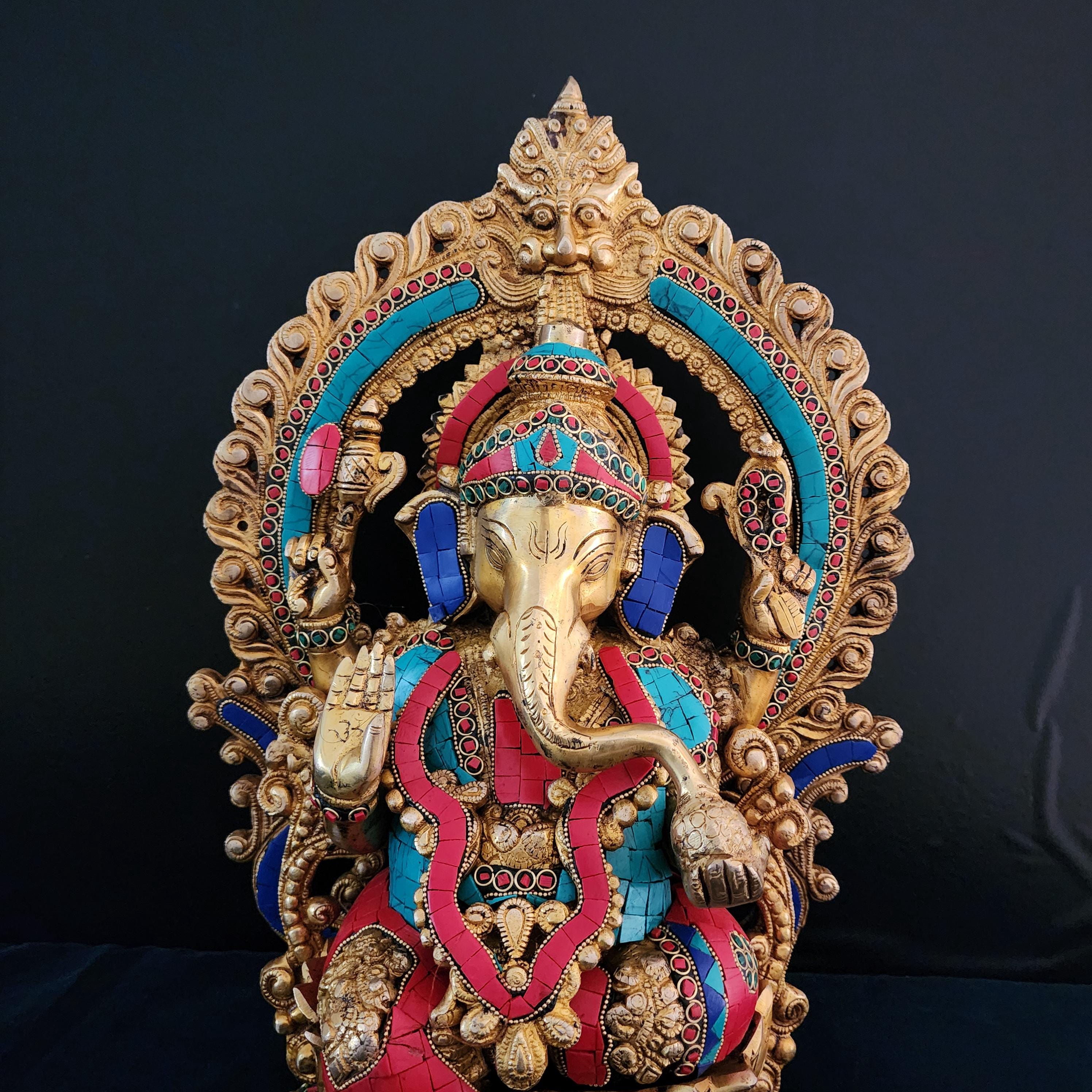 16インチ真鍮ガネーシャ像：ヒンドゥー教の幸運と知恵の神 - Etsy 日本