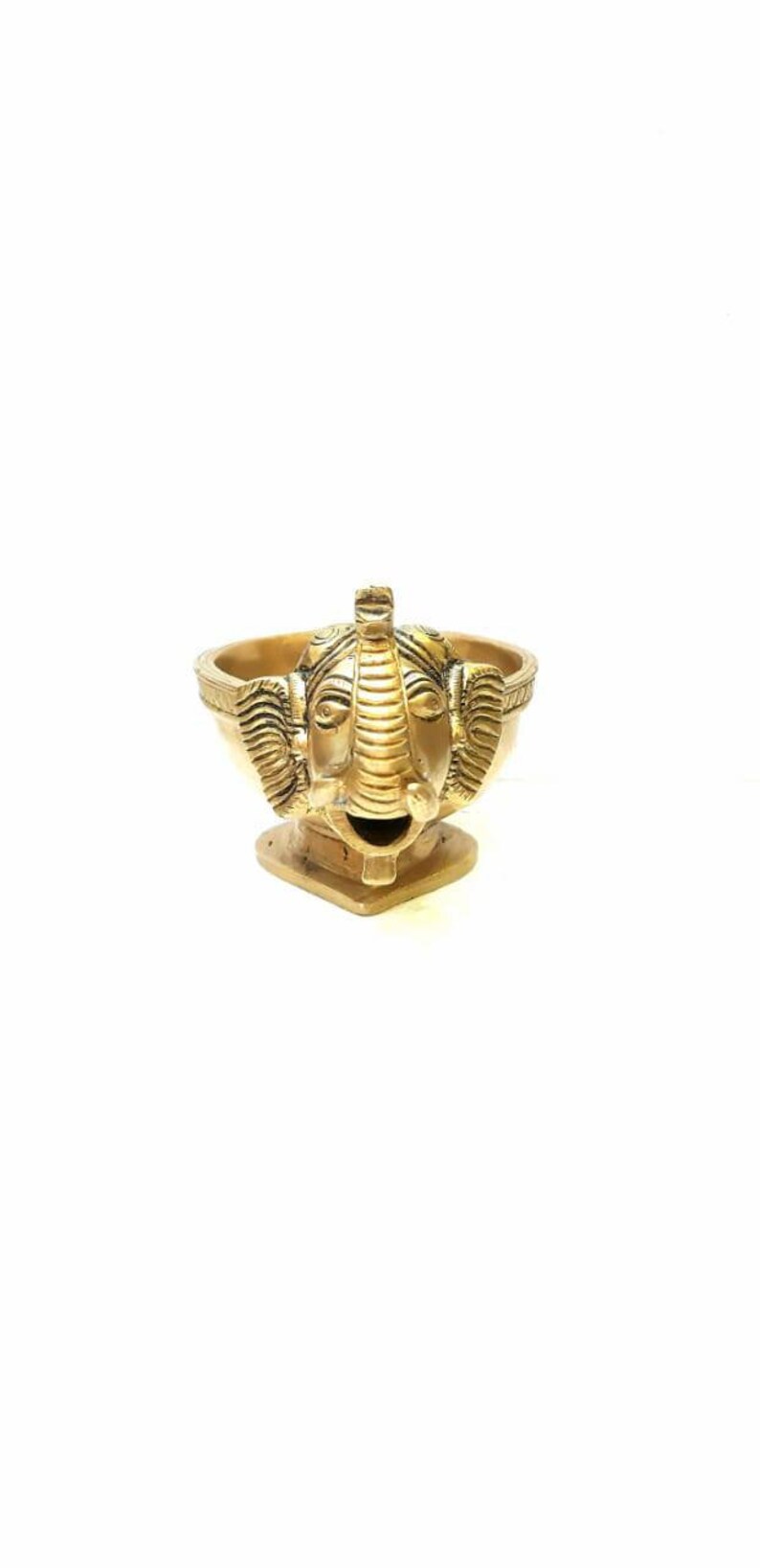 Brass oil diya Elephant oil lamp Indian traditional worship idol oil burner for pooja temple or diwali decor incense holder