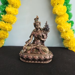 White Tara - 6 inch Tara idol / Tibetan Goddess / Buddhist Temple Statue / Sitting Tara Sculpture / Vajrayan Jetson Dolma