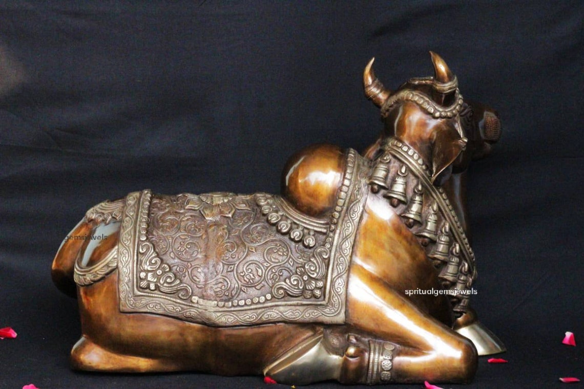Big Nandi Statue 15 Inch Traditional Work Brass Nandi Etsy
