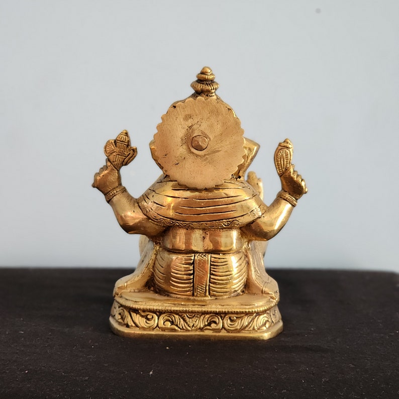 Estátua de Ganesha em latão - Senhor da sabedoria, sorte e novos começos - 7 polegadas imagem 6