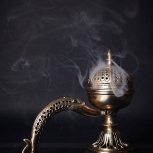 Brass Incense Holder: Dhoop Dani for Home Temple Decor (8 inch)