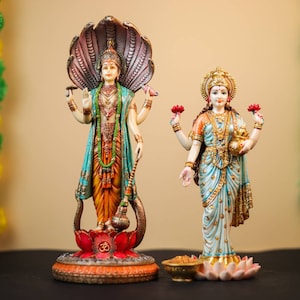 Lakshmi Narayan Idol , Standing Vishnu Lakshmi Statue, Laxmi Narayana Figurine, Lord Vishnu Goddess Laxmi Sculpture for Home Temple