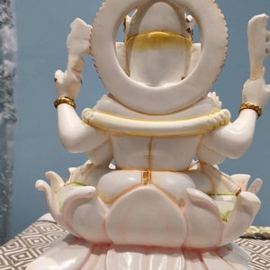 10.5 Inch Ganesha Statue: Marble Ganpati Idol, Entrance Decor image 10