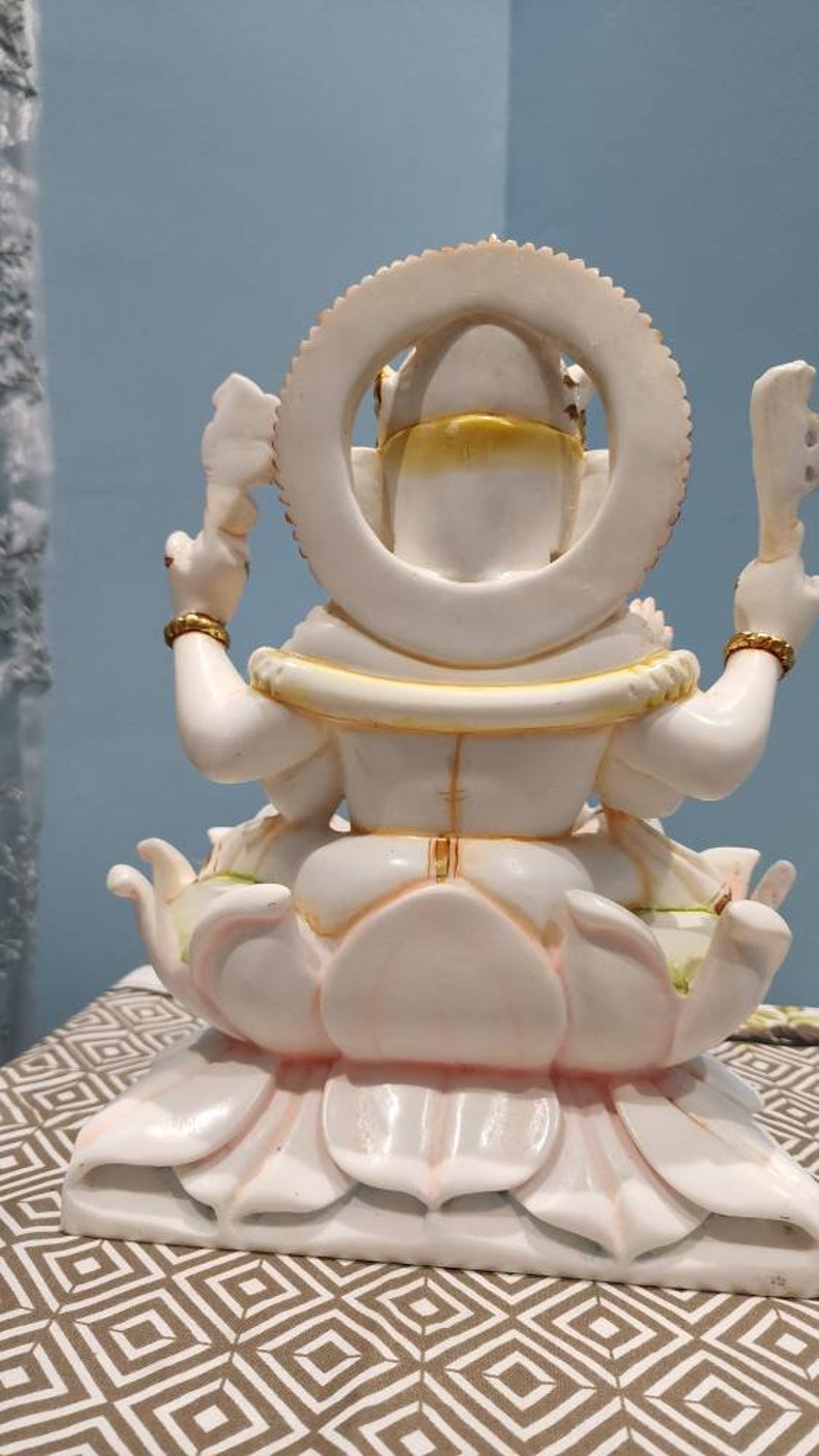 10.5 Inch Ganesha Statue: Marble Ganpati Idol, Entrance Decor image 10