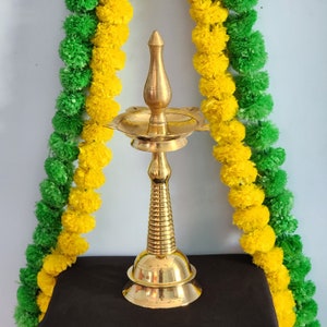 Brass Annam Diya Stand: 17&quot; Tall Oil Lamp, Temple Decor