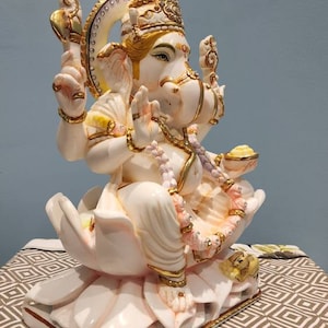 10.5 Inch Ganesha Statue: Marble Ganpati Idol, Entrance Decor image 6