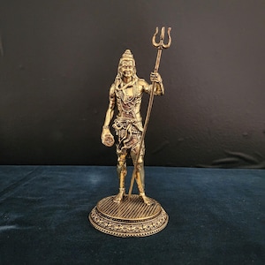Standing Shiva Statue - 7.5&quot; inch | premium brass Lord Shiva Idol | Shiv Shankar Idol | Trident Shiva Sculpture | Gift for him