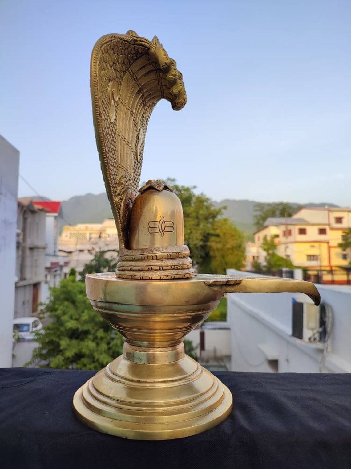 Shiva Lingam Statue 13 Inch Antique Brass Lord Shiva Etsy