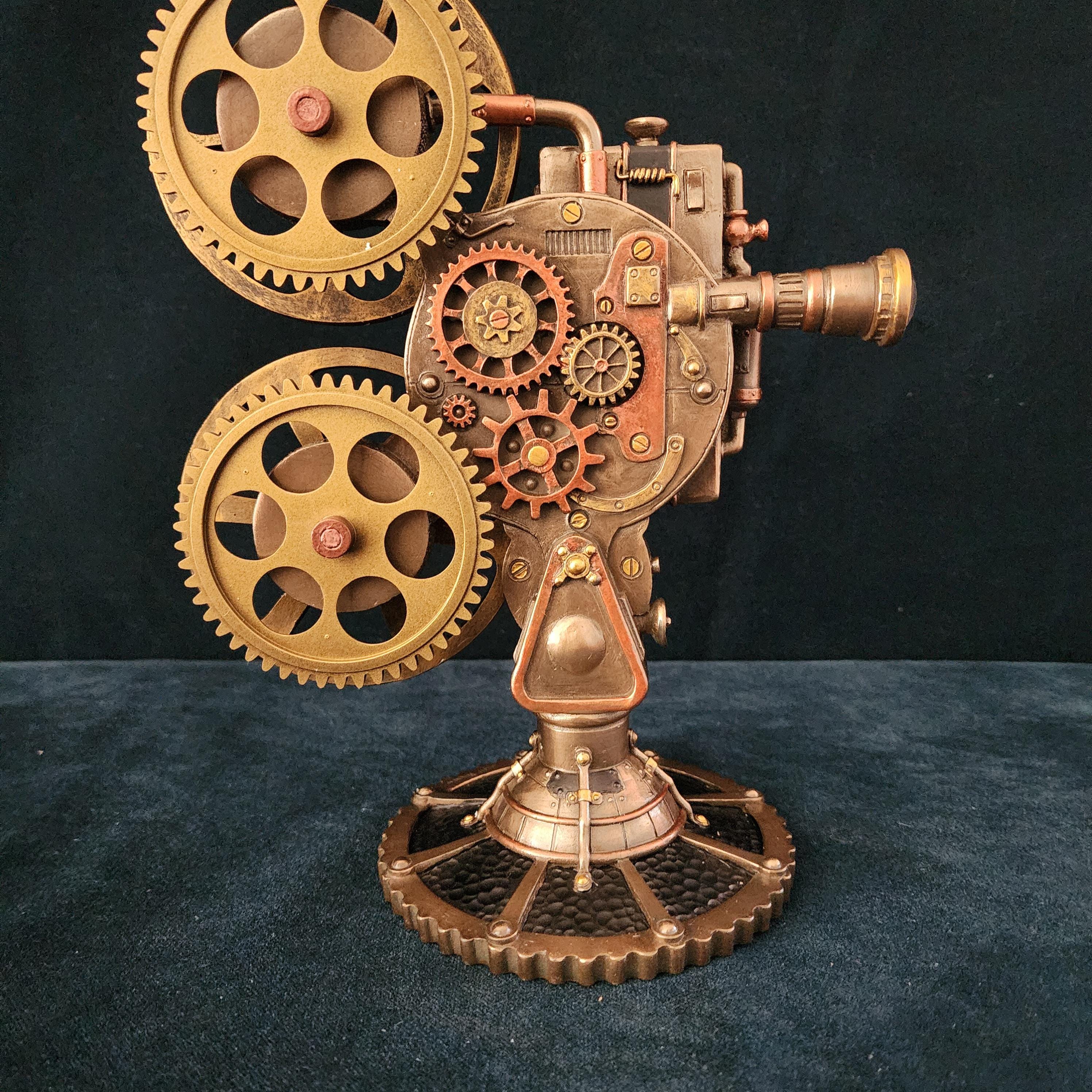 Steampunk Projector Statue With LED Light: Cold Cast Resin Home Decor ...