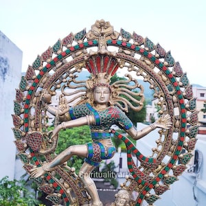 20&quot; Brass Dancing Shiva Nataraj Statue: Mosaic Yoga Decor