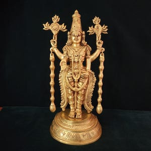Large Brass Tirupati Balaji Statue - Venkateswara Idol, Home Decor (17 inch)