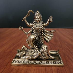 Brass Kali Statue: 4&quot; Hindu Goddess Kalika Idol