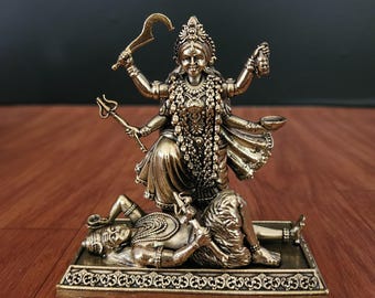 Brass Kali Statue: 4" Hindu Goddess Kalika Idol