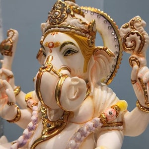 10.5 Inch Ganesha Statue: Marble Ganpati Idol, Entrance Decor image 5