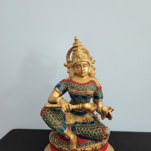 Messing-Annapurna-Statue: hinduistische Göttin der Ernährung, 26cm