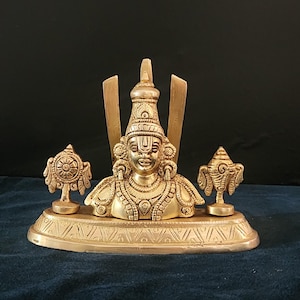 Brass Tirupati Balaji Idol - Venkateswara Sanku Chakra - 6 Inch