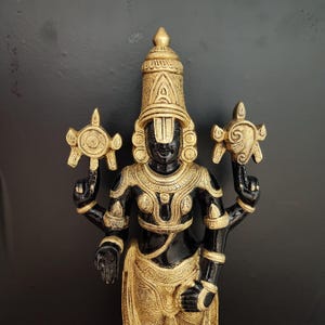 Large Brass Tirupati Balaji Statue: 24&quot; Lord Vishnu Venkateswara Idol