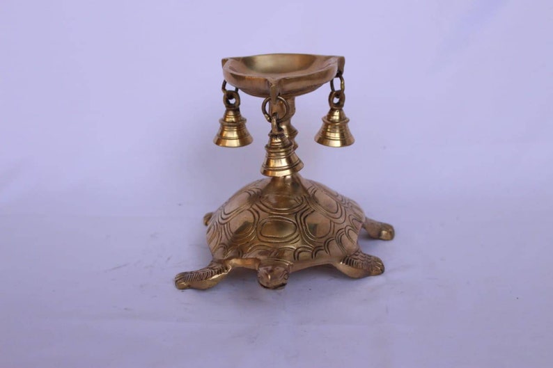 Brass Diya 6inch Oil Burner Stand Turtoise Base Etsy