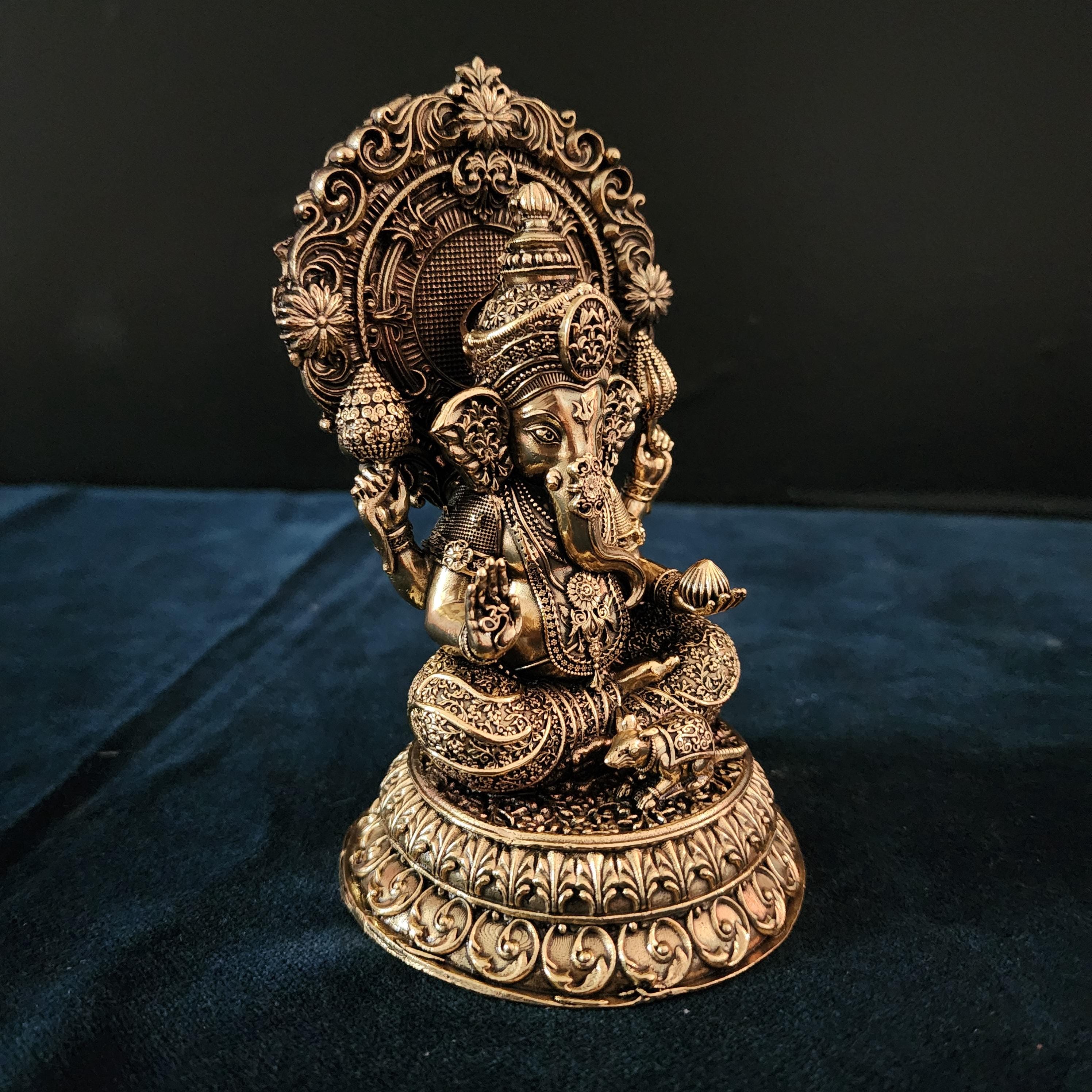 5インチ真鍮ガネーシャ像：ヒンドゥー教の幸運の装飾 - Etsy 日本