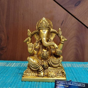 Lord Ganesh Statue ,5 inch Brass Majestic Lord Ganesha Idol Ganesh Home Decor, Housewarming Gift, Hindu God of good Luck,Elephant God Figure