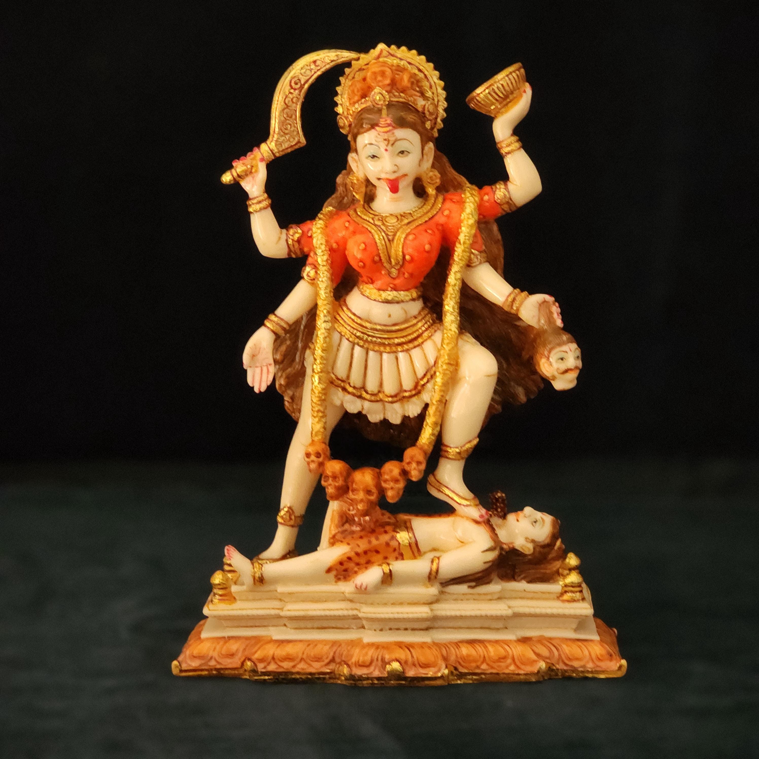 8インチのカーリー像 | ヒンドゥー教の女神カーリー像 | 手描きの