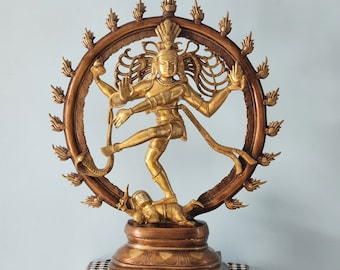 Große Nataraja Messing Statue: Lord Shiva, hinduistischer tanzender Gott (58 cm)
