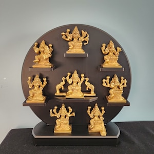Ashtalakshmi Statue: 12&quot; Brass Hindu Goddess of Wealth
