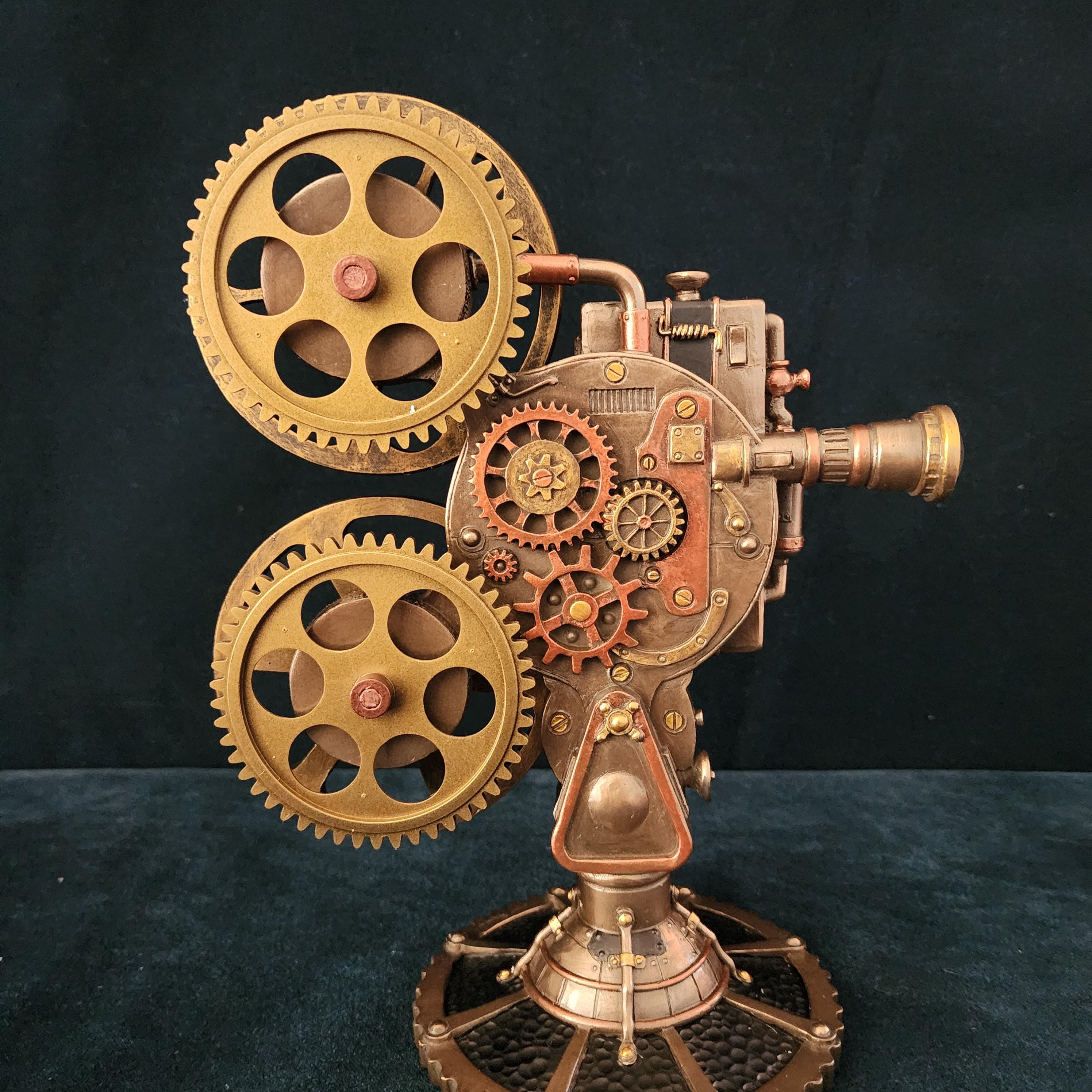 Steampunk Projector Statue With LED Light: Cold Cast Resin Home Decor ...