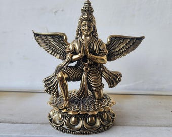 22インチの真鍮製ガルーダ神像（黒または茶色仕上げ）、ガルーダ・デヴ 
