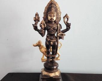 Kaal Bhairava Statue mit Hund: Hindu Gott Shiva Skulptur (30 cm)