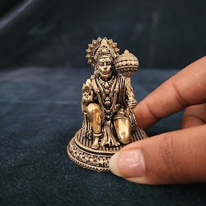 Estatua de Hanuman de latón: Ídolo de Bajrangbali para decoración de coche o templo