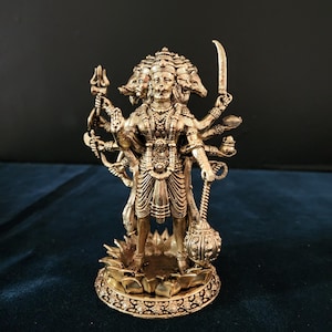 Hanuman Statue | 5 inch | Premium Brass |Panchmukhi Hanuman Statue | Devotee Ram bhakt | Hanuman Sculpture for Altar Temple