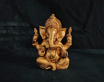 Brass Ganesha Statue - 6 Inch - Hindu God of Luck