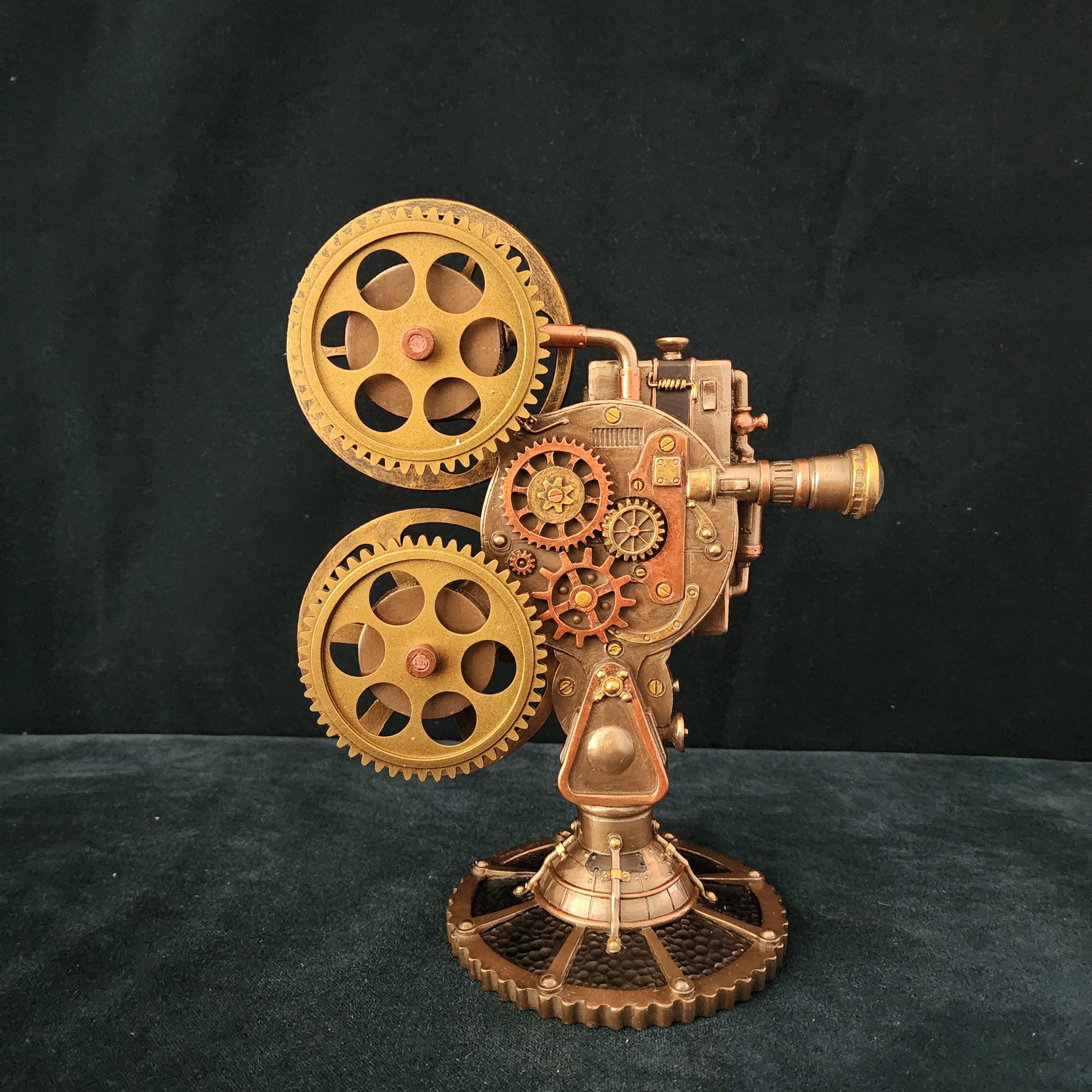 Steampunk Projector Statue With LED Light: Cold Cast Resin Home Decor ...