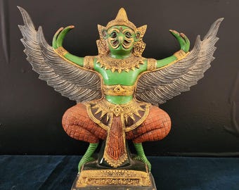 真鍮製ガルーダ像 | ヒンドゥー教の神聖な鳥神 | 家庭寺院や装飾用の