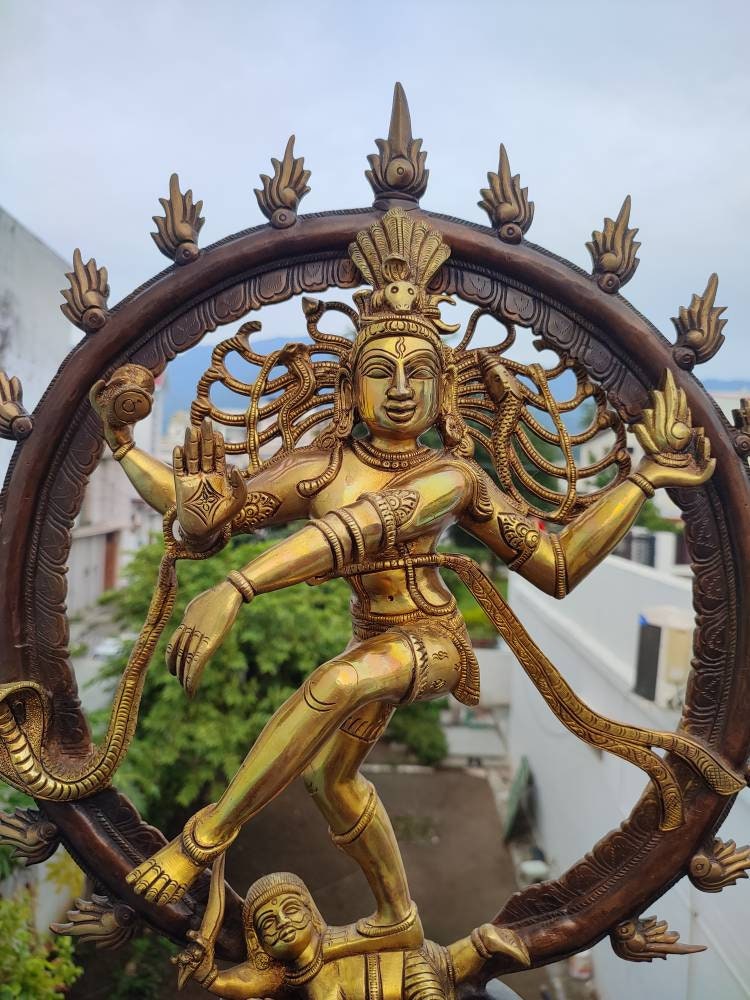 Brass Dancing Shiva Statue With Trident 24
