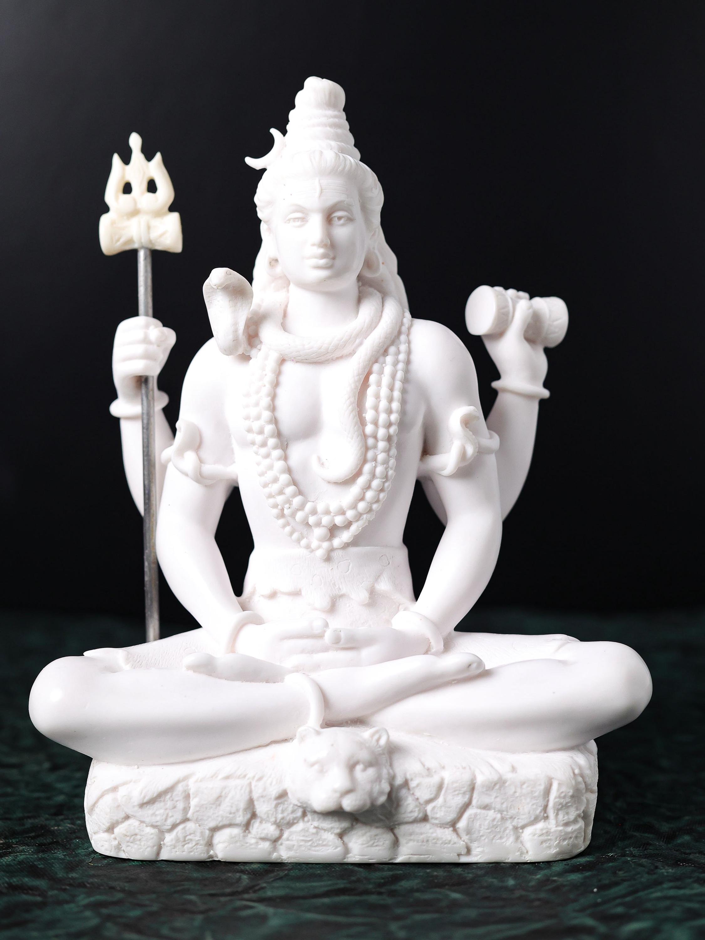 White Marble Shiva Statue - Meditating Yogi Idol (8 Inch) - Etsy