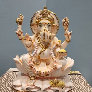 10.5 Inch Ganesha Statue: Marble Ganpati Idol, Entrance Decor image 8
