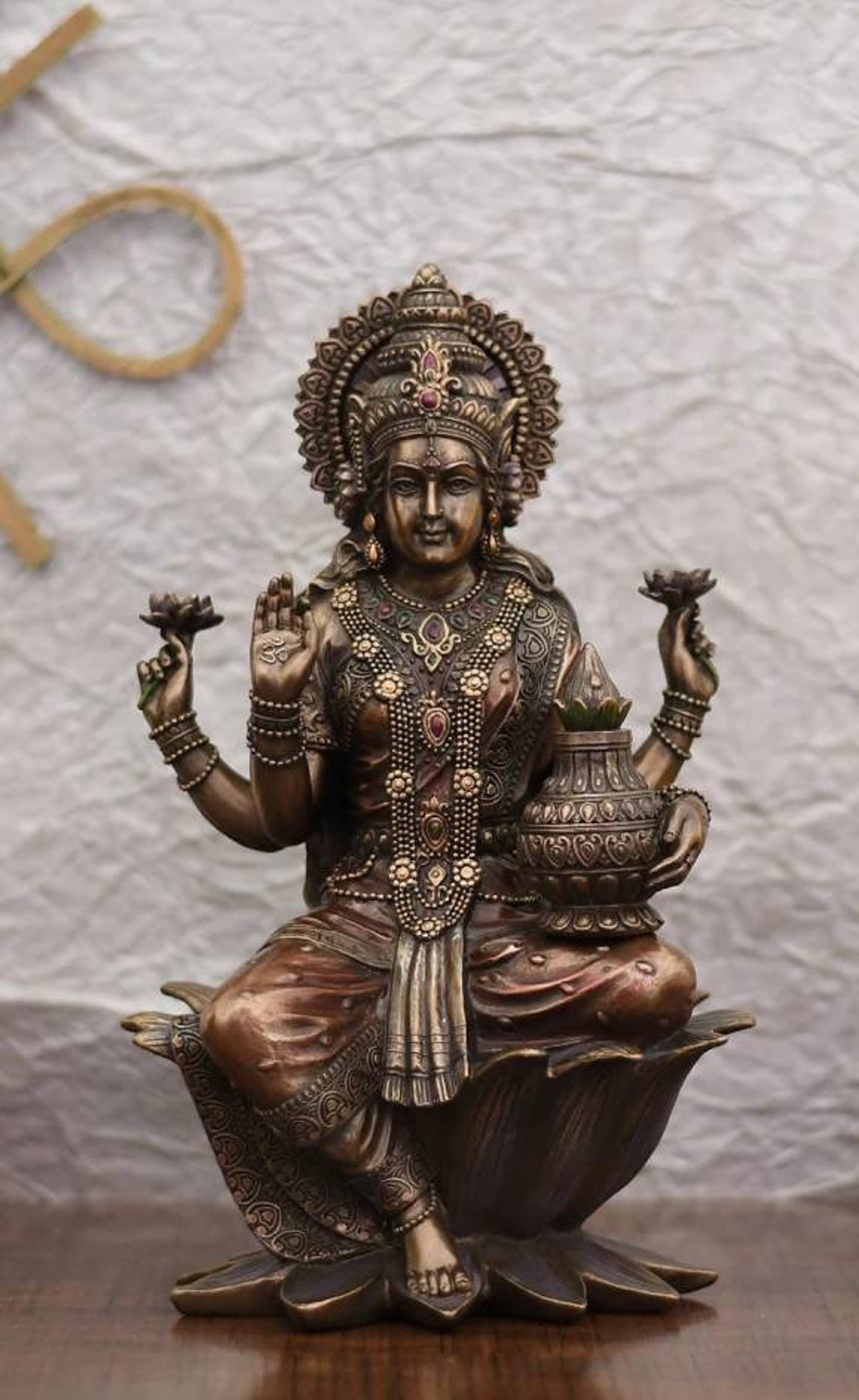 Lakshmi Statue 12 Bronze Finish Laxmi a Hindu Goddess Etsy