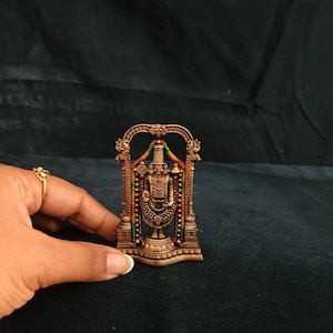 Srinivasa Venkateswara Balaji Idol: 3.5&quot; Bronze Finish Vishnu Statue