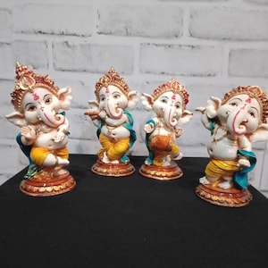 Musical Ganesha Statue Set - 5.5&quot; Altar Decor