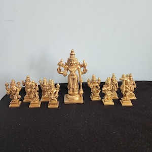 Brass Vishnu Dhashavtara Set: 10 Incarnations, Temple Decor