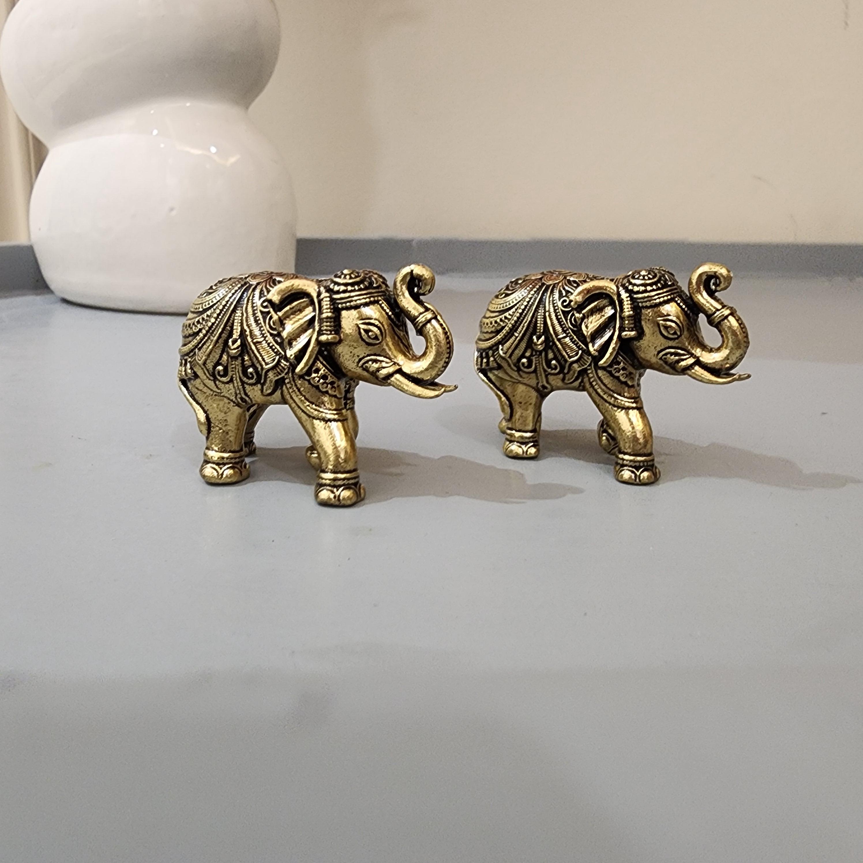 真鍮製象の像セット：アンティークな室内装飾、2インチの置物 - Etsy 日本