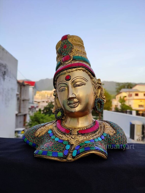 Brass Statue Individual Artist EU02 Goddess Parvati Bust Brass Statue Individual Artist EU02 Goddess Parvati Bust