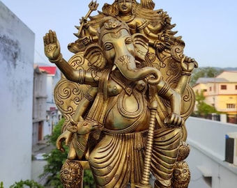 ガネーシャ像 ブッダ頭のベビーガネーシャ 置物 インドの神様 真鍮像